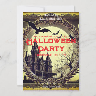 Dark Gothic Vintage Viktorianisch Spooky Halloween Einladung