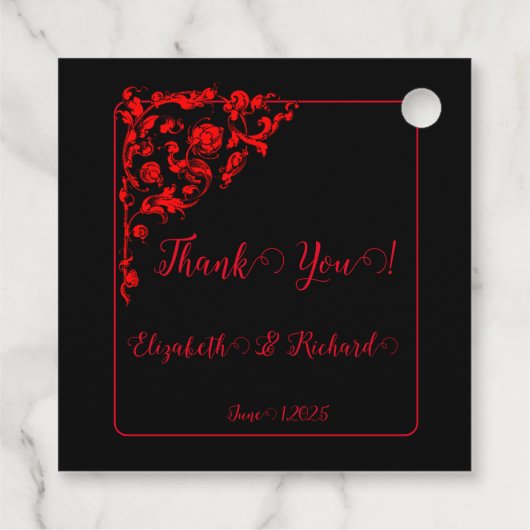 Dark Gothic Wedding "Danke" Geschenkanhänger (Rückseite)