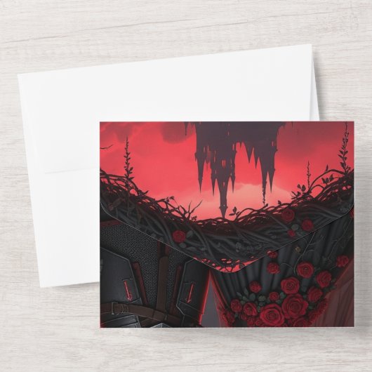 Dark Gothic Wedding Einladung | Bride & Knight (Rückseite)