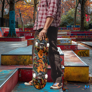 Dark Graffiti mit Orange 'Live to Ride' Motto Skateboard