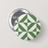 Dark Grass Green Geometric Deko Cube Pattern Button (Vorne & Hinten)