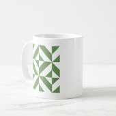 Dark Grass Green Geometric Deko Cube Pattern Kaffeetasse (Vorderseite Links)