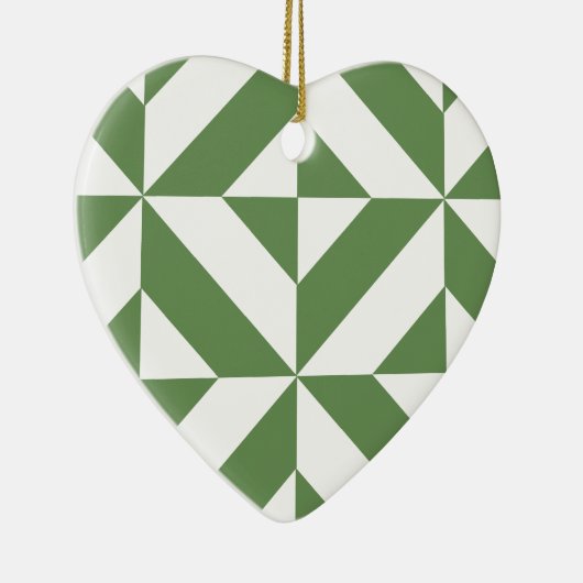 Dark Grass Green Geometric Deko Cube Pattern Keramikornament (Rechts)