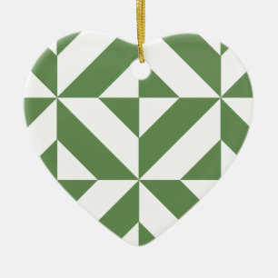 Dark Grass Green Geometric Deko Cube Pattern Keramikornament