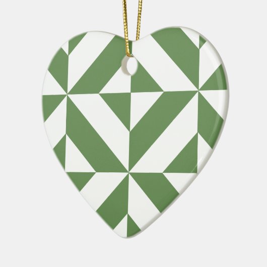 Dark Grass Green Geometric Deko Cube Pattern Keramikornament (Links)