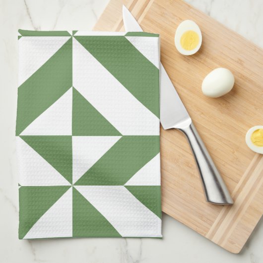 Dark Grass Green Geometric Deko Cube Pattern Küchentuch (Viertel Falte)