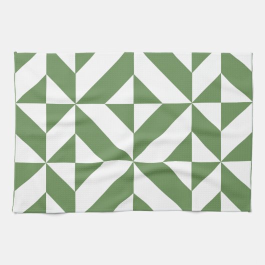 Dark Grass Green Geometric Deko Cube Pattern Küchentuch (Horizontal)
