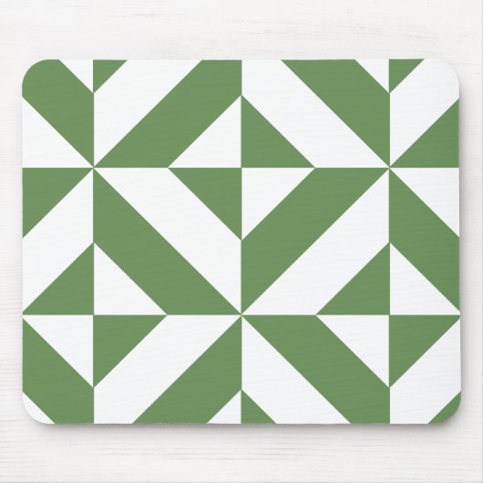 Dark Grass Green Geometric Deko Cube Pattern Mousepad (Vorne)