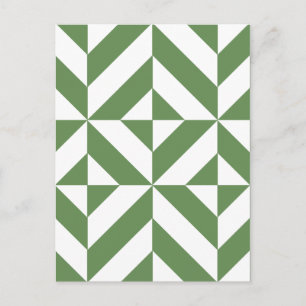 Dark Grass Green Geometric Deko Cube Pattern Postkarte