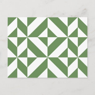 Dark Grass Green Geometric Deko Cube Pattern Postkarte