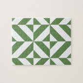 Dark Grass Green Geometric Deko Cube Pattern Puzzle (Horizontal)