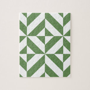 Dark Grass Green Geometric Deko Cube Pattern Puzzle