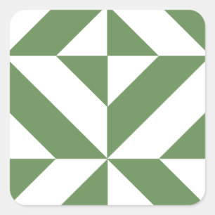 Dark Grass Green Geometric Deko Cube Pattern Quadratischer Aufkleber