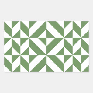 Dark Grass Green Geometric Deko Cube Pattern Rechteckiger Aufkleber
