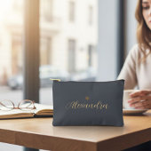 dark gray accessory bag, personalized makeup bag zubehörtasche