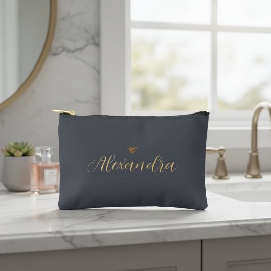 dark gray accessory bag, personalized makeup bag zubehörtasche