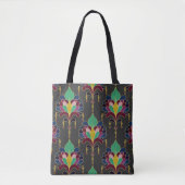 Dark Gray and Gold Art Deco Floral Ornament Tasche (Vorderseite)