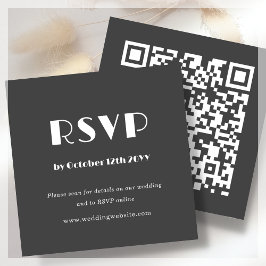 Dark Gray Art Deco | QR-Code | HochzeitsrSVP Begleitkarte