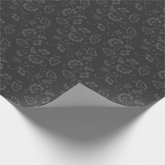 Dark Gray Botanical Floral Pattern Geschenkpapier (Ecke)