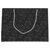 Dark Gray Botanical Floral Pattern Große Geschenktüte (Vorderseite)