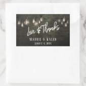 Dark Gray Bricks Edison Lights Liebe & Danke Rechteckiger Aufkleber (Tasche)