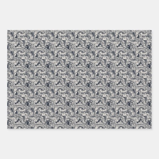 Dark Gray Dragon Design Pattern Geschenkpapier Set (Vorderseite 2)