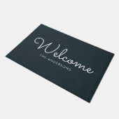 Dark Gray Extravagantes Script "Welcome" Personali Fußmatte (Schrägansicht)