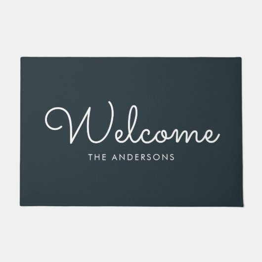 Dark Gray Extravagantes Script "Welcome" Personali Fußmatte (Vorderseite)