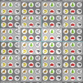 Dark Gray Fish Prawn Crab Vietnamese Dice Game Mat Stoff (Kachel)