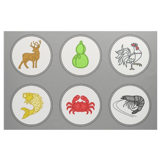 Dark Gray Fish Prawn Crab Vietnamese Dice Game Mat Stoff (Fat Quarter (45,7 x 55,9 cm))