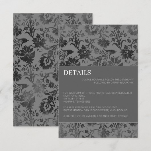 Dark Gray Floral Begleitkarte (Vorne/Hinten)