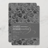 Dark Gray Floral Einladung (Vorne/Hinten)