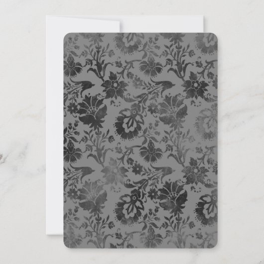 Dark Gray Floral Einladung (Rückseite)