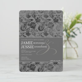 Dark Gray Floral Einladung