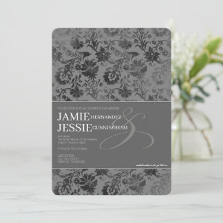 Dark Gray Floral Einladung