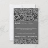 Dark Gray Floral RSVP Karte (Vorderseite)