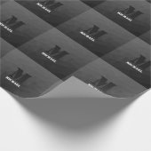 Dark gray geometric mesh pattern Monogram Geschenkpapier (Ecke)
