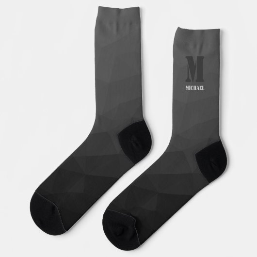 Dark gray geometric mesh pattern Monogram Socken (Linkes Detail)