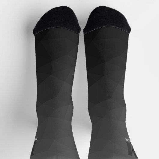 Dark gray geometric mesh pattern Monogram Socken (Oben)