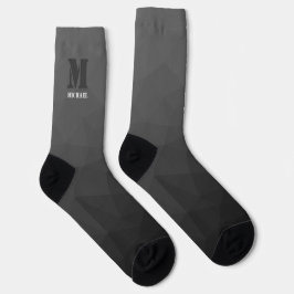 Dark gray geometric mesh pattern Monogram Socken