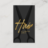 Dark Gray Gold Hair Stylist Salon Visitenkarte (Vorderseite)
