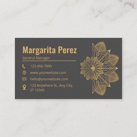 Dark Gray & Gold - Vortrefflicher Name mit eigener Visitenkarte (Rückseite)