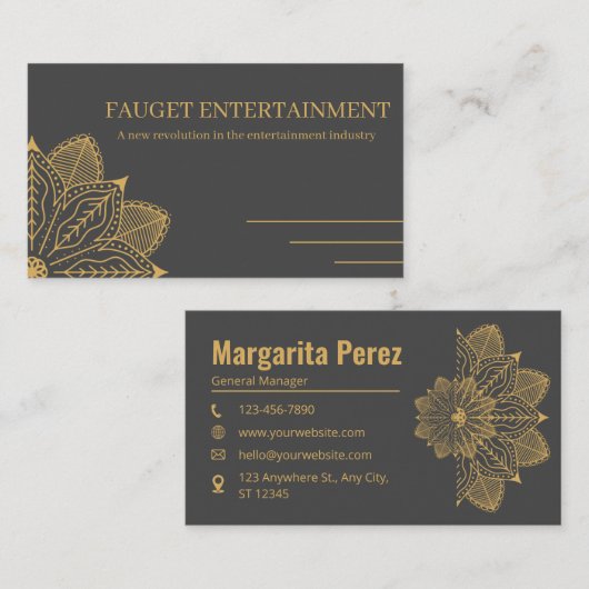 Dark Gray & Gold - Vortrefflicher Name mit eigener Visitenkarte (Vorne/Hinten)