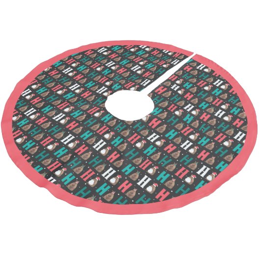 Dark Gray Ho Ho Ho Armadillo Polyester Weihnachtsbaumdecke (Schrägansicht)