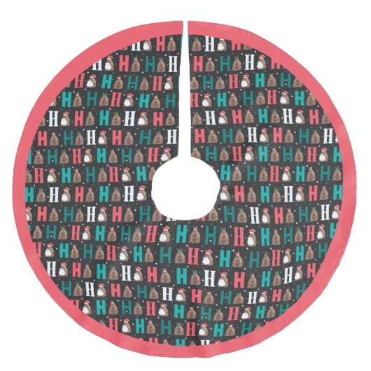 Dark Gray Ho Ho Ho Armadillo Polyester Weihnachtsbaumdecke (Vorderseite)