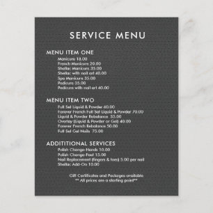 Dark-Gray-Imitate Vintag Leder Service Menu Flyer