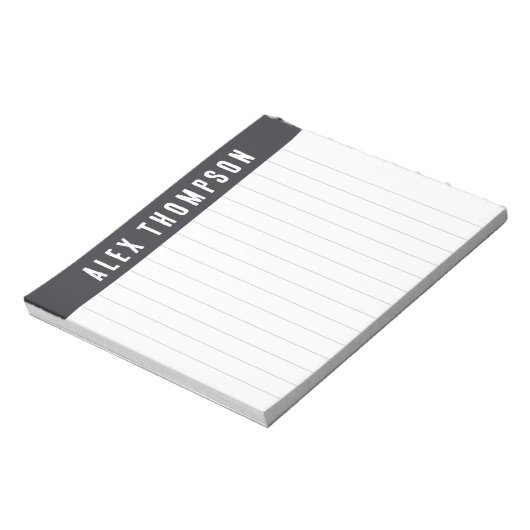 Dark Gray Individuelle Name Lined Notizblock (Rotiert)