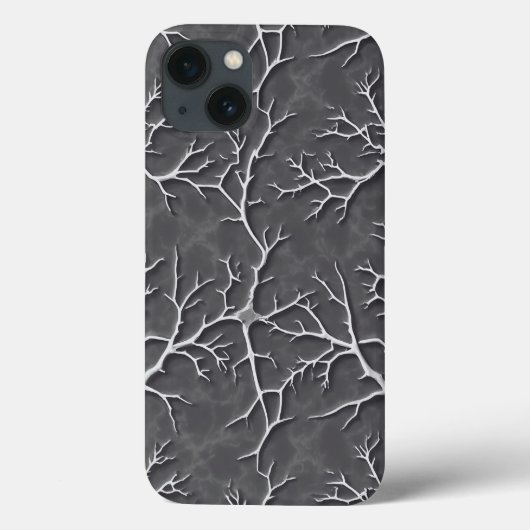 Dark Gray iPhone Case with Branch Textured Relief (Rückseite)