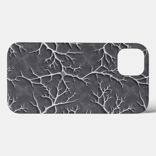 Dark Gray iPhone Case with Branch Textured Relief (Rückseite (Horizontal))