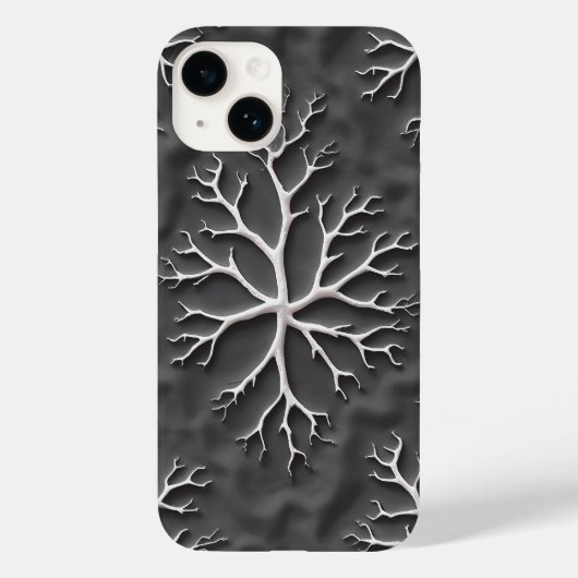 Dark Gray iPhone Case with Organic White Branches (Rückseite)
